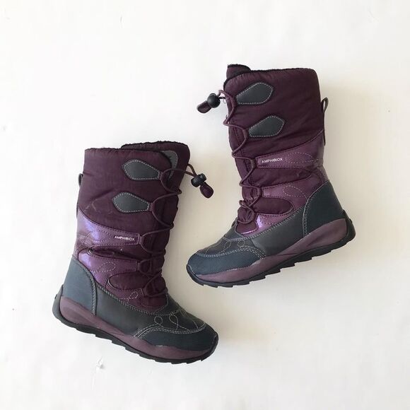 Geox purple amphibiox winter boots VGUC size 13 - Picture 1 of 8